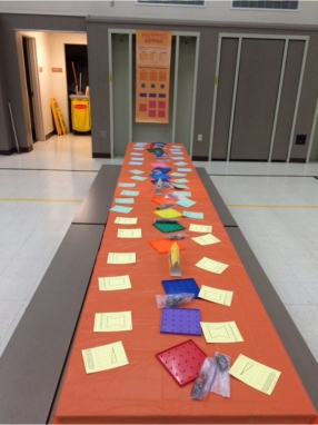 Station table setup with banner